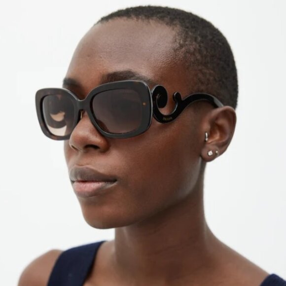 Prada Accessories - PRADA Brown Baroque Scroll Sunglasses